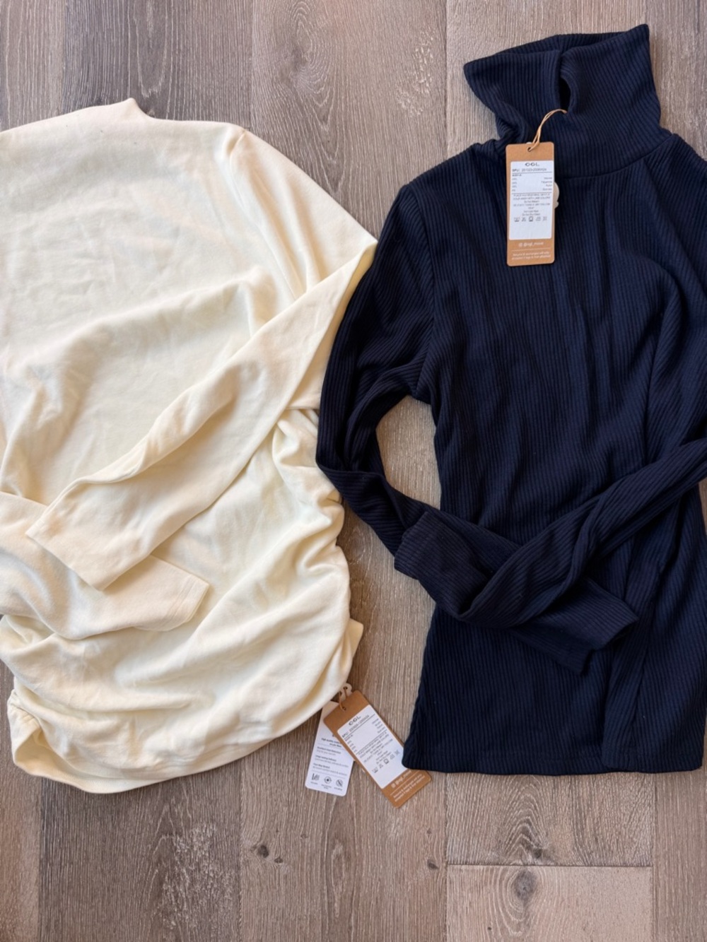 OGL Women's Ribbed Turtleneck Sweaters - Cream & Black